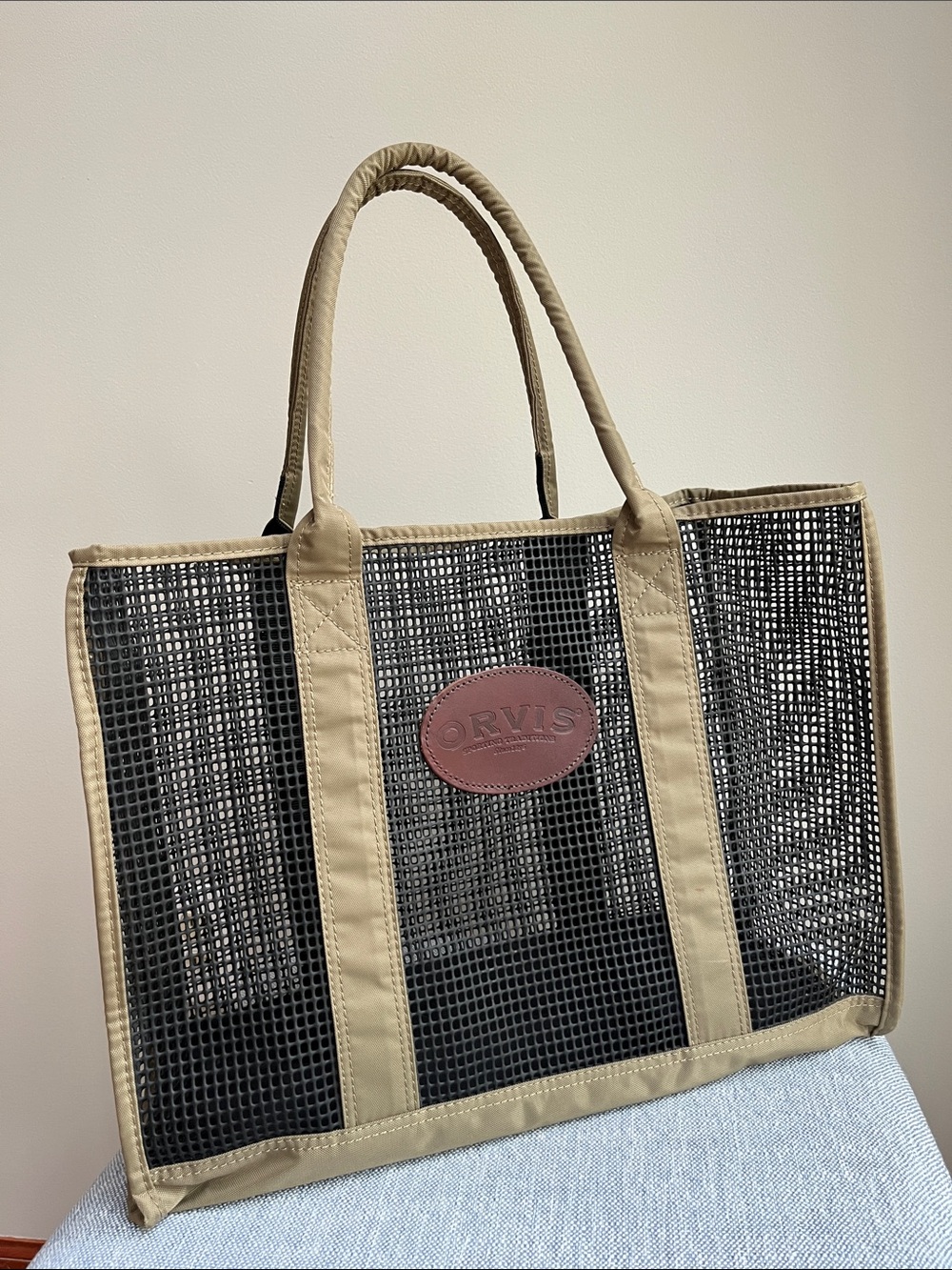 Orvis Mesh Canvas Tote Bag Gear Utility Sporting Fishing Travel Carryall Unisex